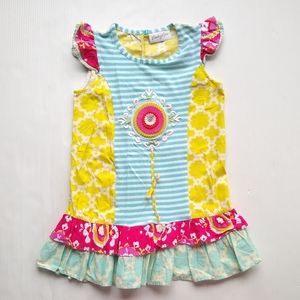 EMILY ROSE patchwork ruffle tunic top  sz 8